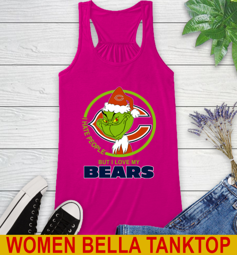 Chicago Bears NFL Christmas Grinch I Hate People But I Love My Favorite Football Team Racerback Tank 8