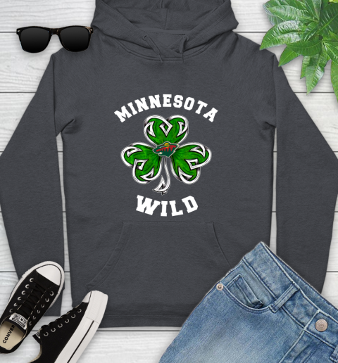 NHL Minnesota Wild Three Leaf Clover St Patrick's Day Hockey Sports Youth Hoodie 10