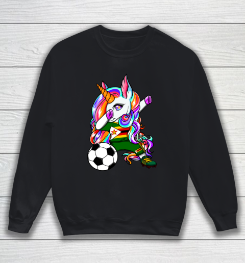 Dabbing Unicorn Zimbabwe Soccer Fans Jersey Flag Football Sweatshirt