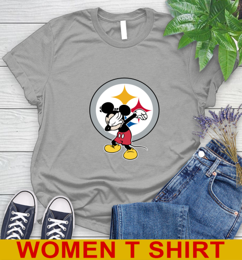 Pittsburgh Steelers NFL Football Dabbing Mickey Disney Sports Women's T-Shirt 11
