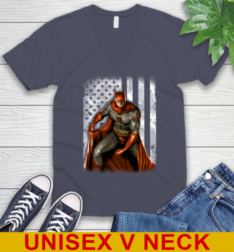 Baltimore Orioles MLB Baseball Batman DC American Flag Shirt V-Neck T-Shirt 7