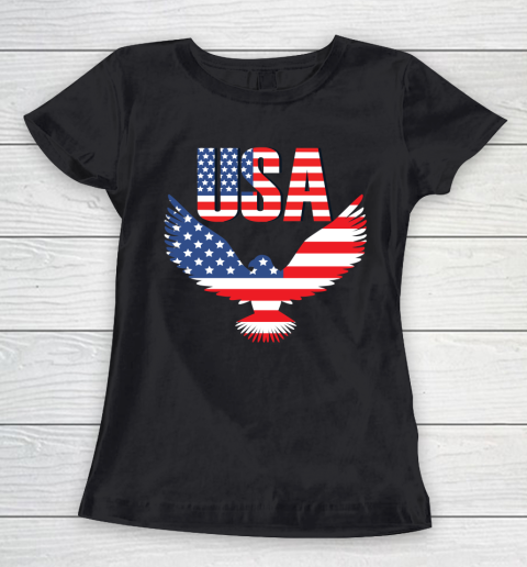 Independence Day 4th Of July USA Eagle Heart American Patriot Armed Forces Memorial Day Women's T-Shirt