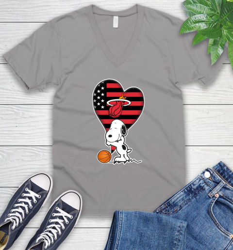 Miami Heat NBA Basketball The Peanuts Movie Adorable Snoopy V-Neck T-Shirt 4
