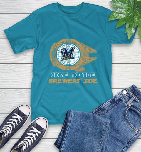 MLB Come To The Milwaukee Brewers Side Star Wars Baseball Sports T-Shirt 9