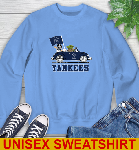 MLB Baseball New York Yankees Darth Vader Baby Yoda Driving Star Wars Shirt Sweatshirt 11