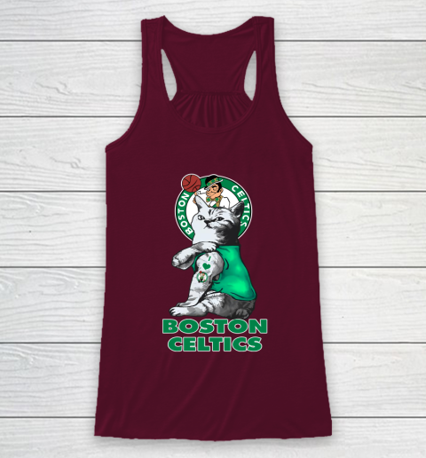 NBA Basketball My Cat Loves Boston Celtics Racerback Tank 2