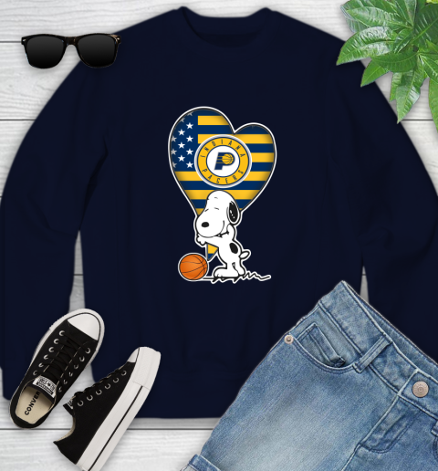 Indiana Pacers NBA Basketball The Peanuts Movie Adorable Snoopy Youth Sweatshirt 3