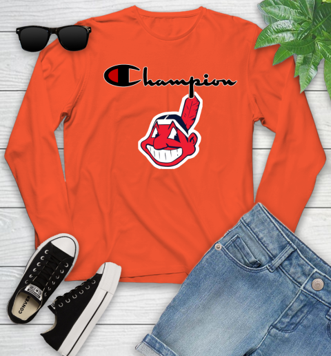 MLB Baseball Cleveland Indians Champion Shirt Youth Long Sleeve 2