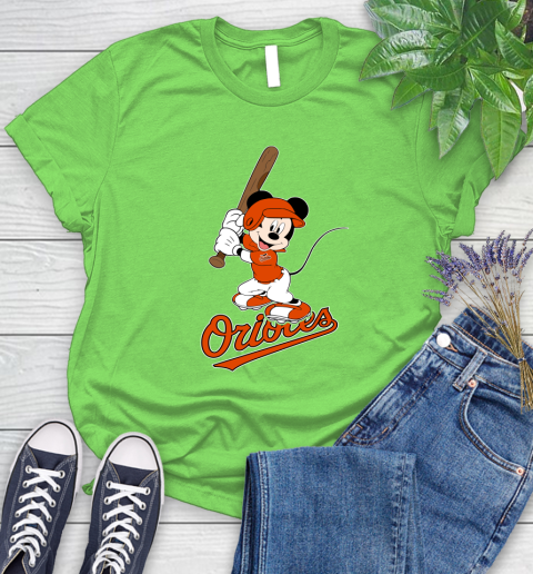 MLB Baseball Baltimore Orioles Cheerful Mickey Mouse Shirt Women's T-Shirt 10