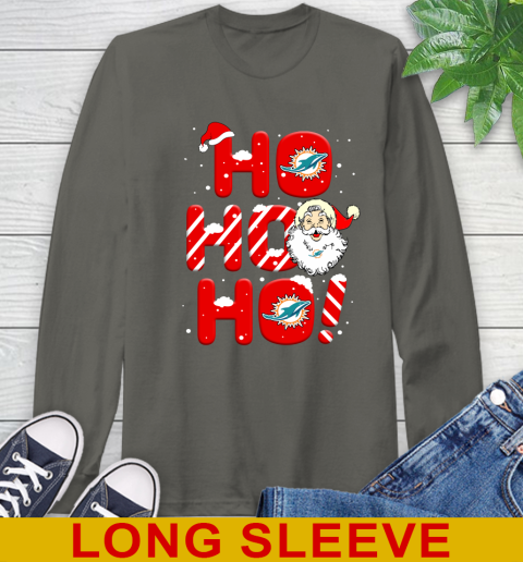 Miami Dolphins NFL Football Ho Ho Ho Santa Claus Merry Christmas Shirt Long Sleeve T-Shirt 10