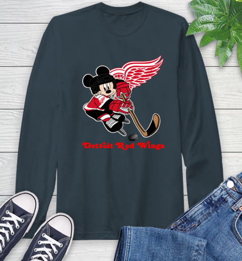 NHL Detroit Red Wings Mickey Mouse Disney Hockey T Shirt Long Sleeve T-Shirt 8
