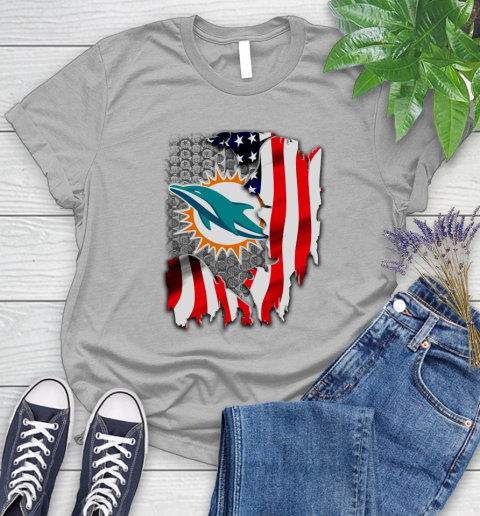 Miami Dolphins NFL Football American Flag Women's T-Shirt 5