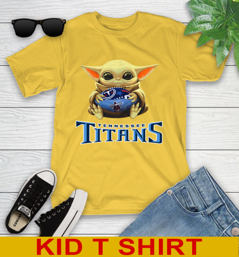 NFL Football Tennessee Titans Baby Yoda Star Wars Shirt Youth T-Shirt 8