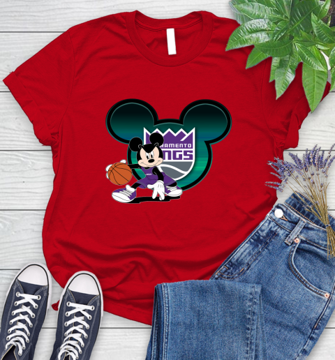 NBA Sacramento Kings Mickey Mouse Disney Basketball Women's T-Shirt 9