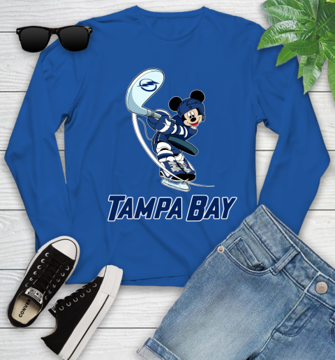 NHL Hockey Tampa Bay Lightning Cheerful Mickey Mouse Shirt Youth Long Sleeve 10