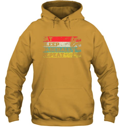 21vp vintage retro eat sleep baseball repeat funny sport player hoodie 23 front gold