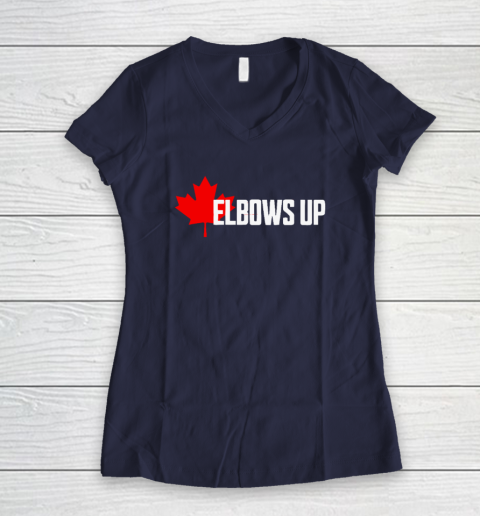 Elbows Up Canada True North Strong and Free Proud Canadian Women's V-Neck T-Shirt 7