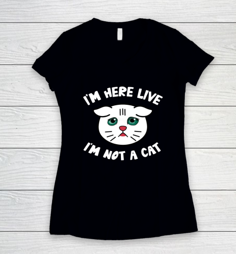 I m Here Live I m Not a Cat Filter Lawyer Meme Funny Kitten Women's V-Neck T-Shirt