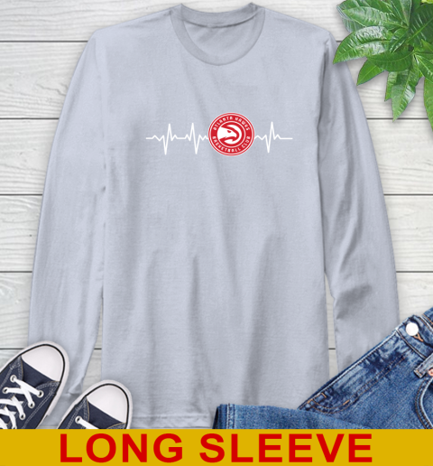 Atlanta Hawks NBA Basketball Heart Beat Shirt Long Sleeve T-Shirt 6