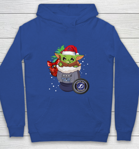 Tampa Bay Lightning Christmas Baby Yoda Star Wars Funny Happy NHL Youth Hoodie 8