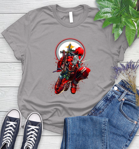 NFL Deadpool Marvel Comics Sports Football Pittsburgh Steelers Women's T-Shirt 5