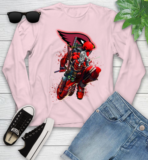 NFL Deadpool Marvel Comics Sports Football Arizona Cardinals Youth Long Sleeve 10