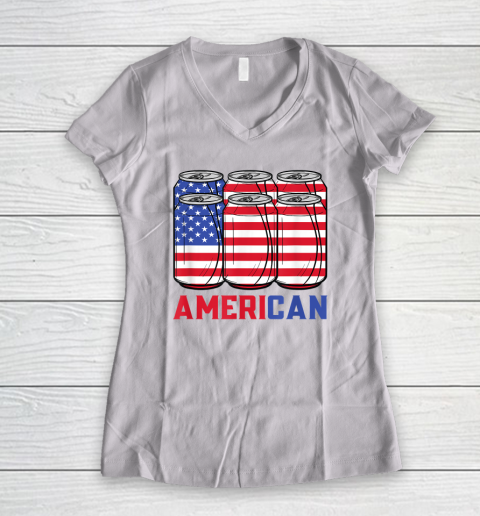 AmeriCan 4th of July Patriotic USA Flag Merica BBQ Cookout Women's V-Neck T-Shirt