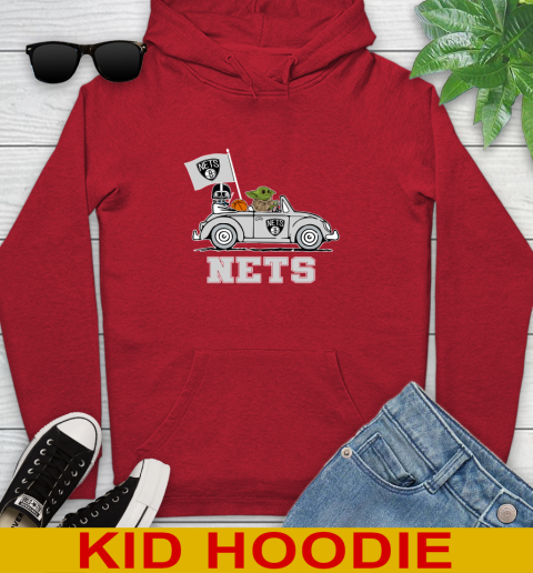 NBA Basketball Brooklyn Nets Darth Vader Baby Yoda Driving Star Wars Shirt Youth Hoodie 11