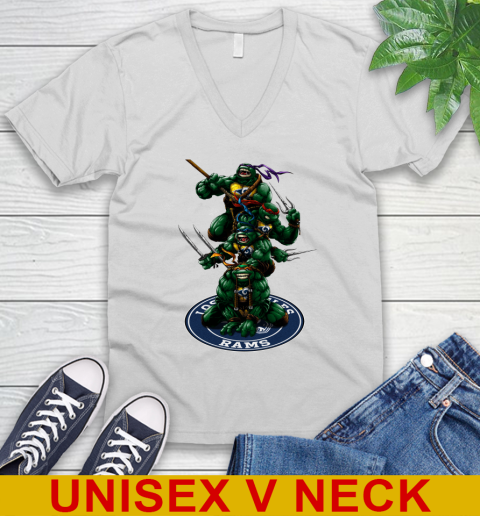 NFL Football Los Angeles Rams Teenage Mutant Ninja Turtles Shirt V-Neck T-Shirt