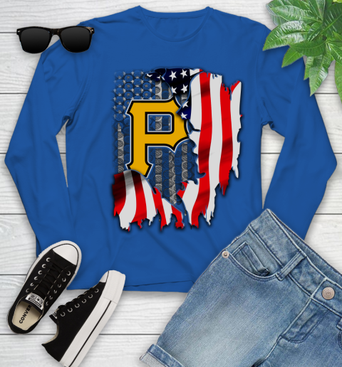 Pittsburgh Pirates MLB Baseball American Flag Youth Long Sleeve 10