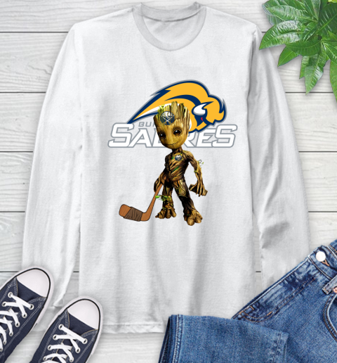Buffalo Sabres NHL Hockey Groot Marvel Guardians Of The Galaxy Long Sleeve T-Shirt