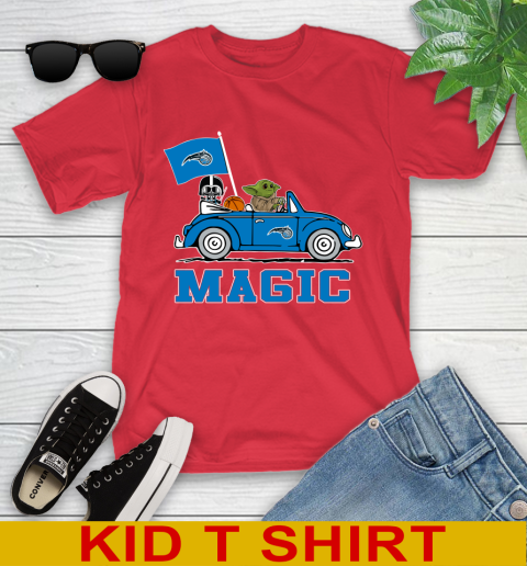 NBA Basketball Orlando Magic Darth Vader Baby Yoda Driving Star Wars Shirt Youth T-Shirt 10