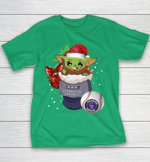 Colorado Rockies Christmas Baby Yoda Star Wars Funny Happy MLB Youth T-Shirt