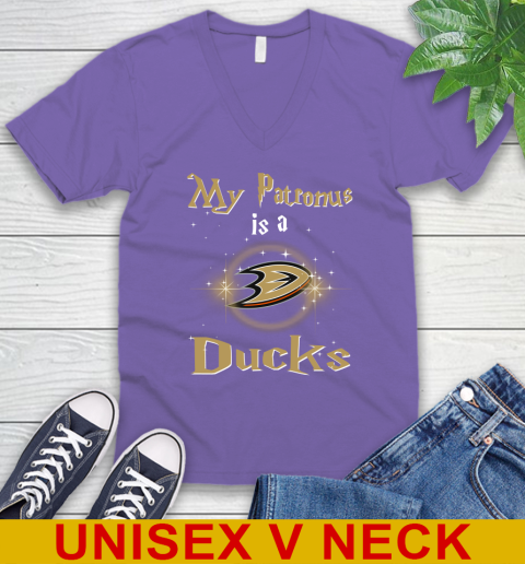 NHL Hockey Harry Potter My Patronus Is A Anaheim Ducks V-Neck T-Shirt 8