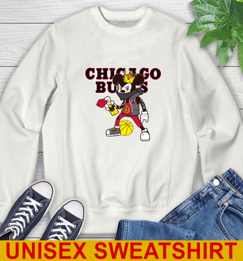Chicago Bulls NBA Basketball Mickey Peace Sign Sports Sweatshirt