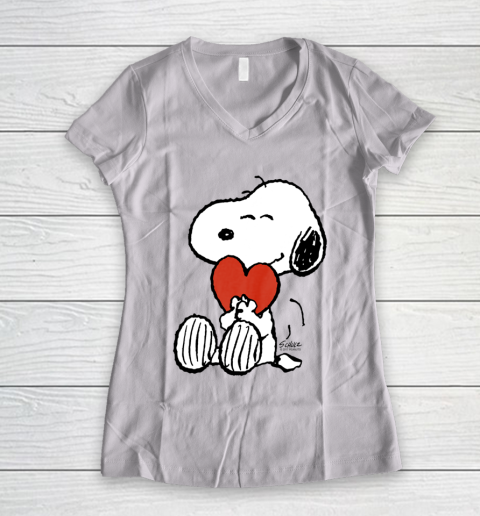 Peanuts Snoopy Heart Valentine Women's V-Neck T-Shirt