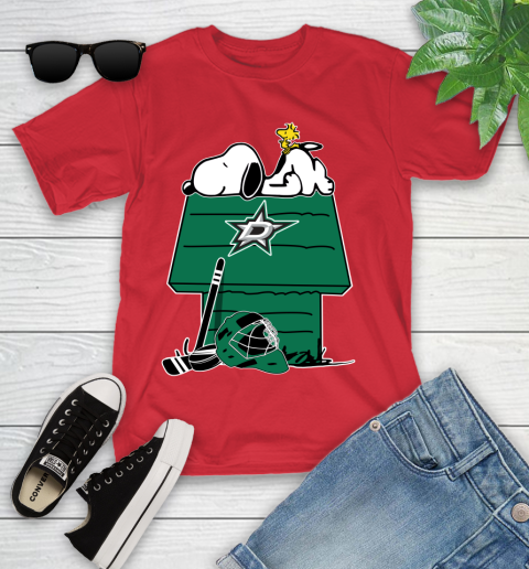 Dallas Stars NHL Hockey Snoopy Woodstock The Peanuts Movie Youth T-Shirt 10