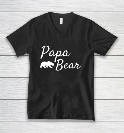Papa Bear Long Sleeve Shirt Men Papa Bear Mama Bear V-Neck T-Shirt
