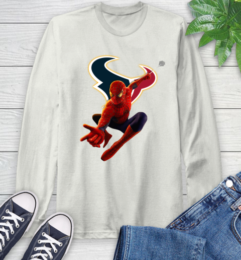 NFL Spider Man Avengers Endgame Football Houston Texans Long Sleeve T-Shirt 12