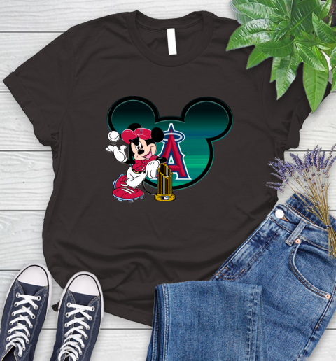 MLB Los Angeles Angels The Commissioner's Trophy Mickey Mouse Disney Women's T-Shirt 8