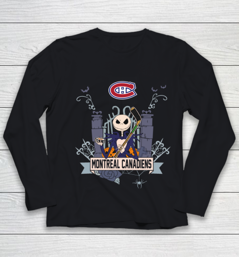 NHL Montreal Canadiens Hockey Jack Skellington Halloween Youth Long Sleeve