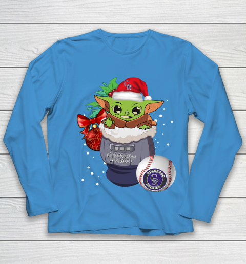 Colorado Rockies Christmas Baby Yoda Star Wars Funny Happy MLB Youth Long Sleeve 7