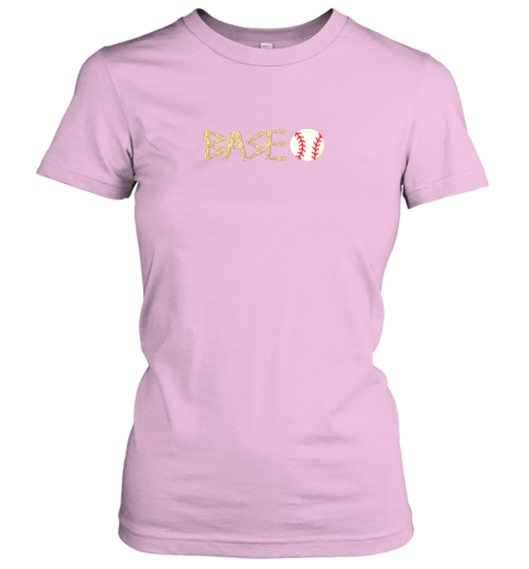 sx1w vintage baseball shirt with bats ball players fans coach ladies t shirt 20 front light pink