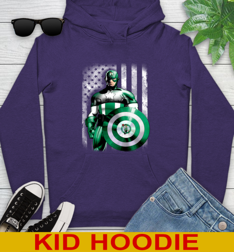 Boston Celtics NBA Basketball Captain America Marvel Avengers American Flag Shirt Youth Hoodie 5