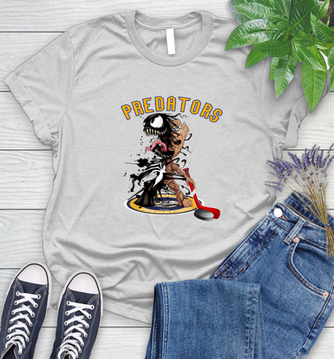 NHL Nashville Predators Hockey Venom Groot Guardians Of The Galaxy Women's T-Shirt