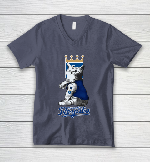 MLB Baseball My Cat Loves Kansas City Royals V-Neck T-Shirt 7