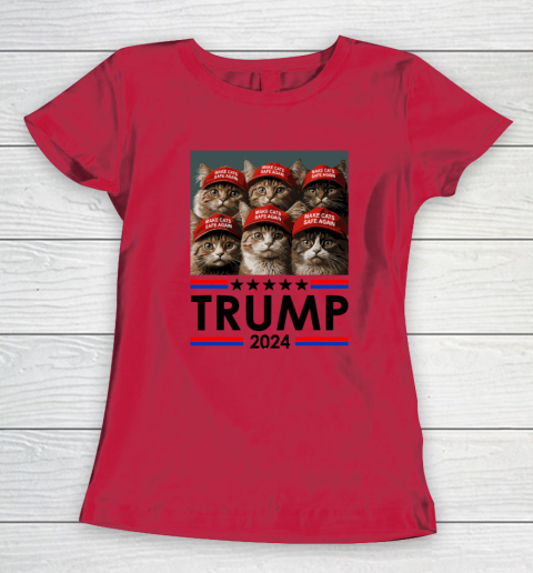 Donald Trump Make Cats Safe Again 2024 Debate Funny Women's T-Shirt 6
