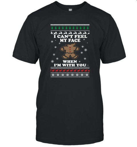 Gingerbread Christmas Sweater – I Can't Feel My Face Unisex Jersey Tee