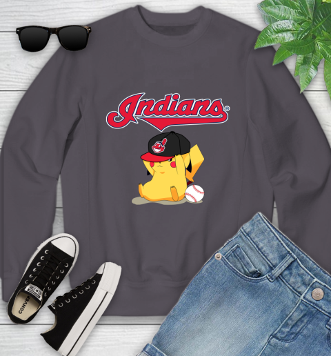 MLB Pikachu Baseball Sports Cleveland Indians Youth Sweatshirt 6