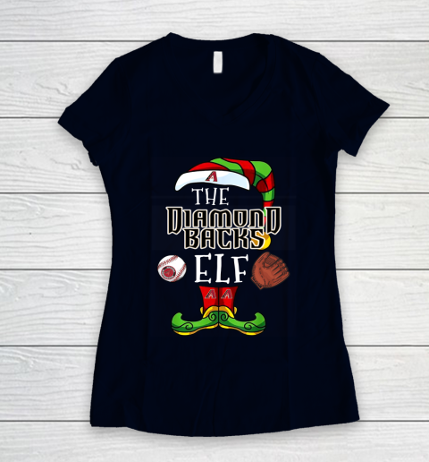Arizona Diamondbacks Christmas ELF Funny MLB Women's V-Neck T-Shirt 2